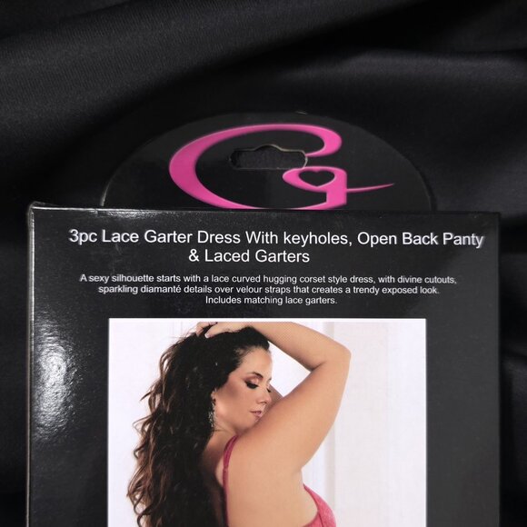 Garter Dress Lace 3pc Set Rose Carnation Lingerie G World Intimates One Size - Picture 5 of 8